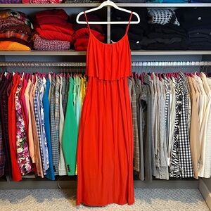 Moa Moa red adjustable strap back cut out elastic waistband maxi dress size M